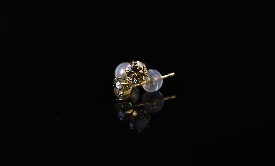Cognac Diamond Studs 18k Gold